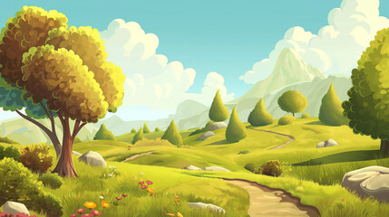 3D Cartoon Nature Background for Kids and Animation by Generative AI