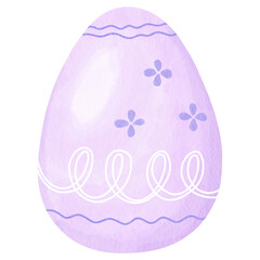 Easter egg hand drawn watercolor illustration decorated with doodle line and flower in pastel color