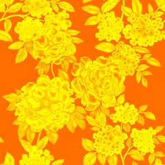 Stof per meter Watercolor seamless pattern with flowers. Vintage floral pattern. Flower seamless pattern. Botanical art. Floral botanical collection. Wedding floral set. Watercolor botanical design.  © Natallia Novik