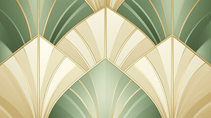 Generative AI, Green and golden luxury art deco style background, geometric abstract wallpaper

