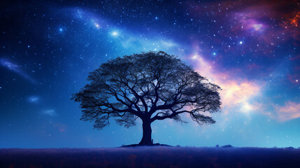 Fototapeta na wymiar Beautiful Night Sky: The Milky Way and the Trees