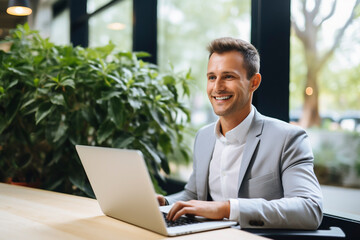 Fototapeta premium Power Play: A CEO's Smile Holds the Key to Strategic Moves, Generative AI