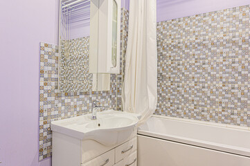 interior apartment room bathroom, sink, decorative elements, toilet. WC, sanitary unit, wash room