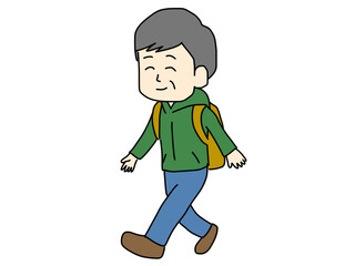 リュックを背負った男性のイラスト