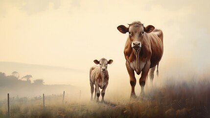 farm cow and calf