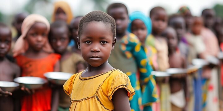 Heartbreaking Glimpse Of Poverty In Africa: Children Stand In Line For Food