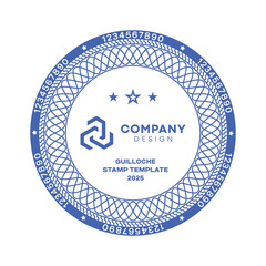Seal design for a document company, guilloche elements, vector