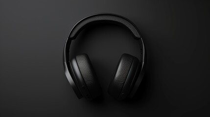 Fototapeta na wymiar headphone, minimalistic and modern, monochrome palette, clean lines, symmetrical design, black headphones on black background elegant