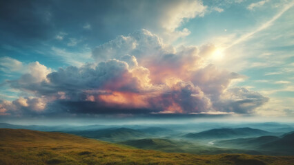 Beautiful Sky background with clouds in pastel colors. AI generated