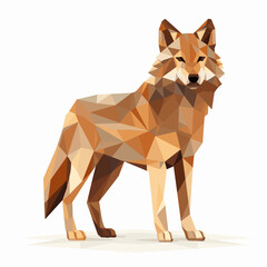 Low poly triangular wolf isolated on a white background