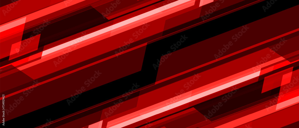 Poster Abstract red black cyber light slash dynamic geometric technology futuristic overlap design modern creative background vector