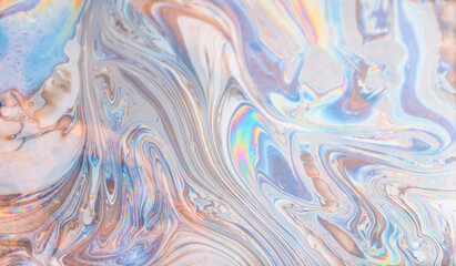 Abstract Colorful Swirls of Soap Bubbles and Light Reflection
