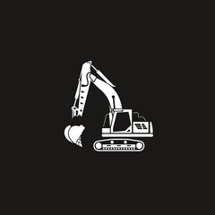 flat white logo for a simple excavator Vector Illustration