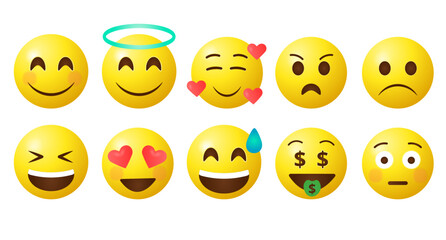 Emojis isolated on white background. vector emojis.