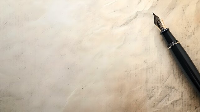 Elegant fountain pen on vintage textured paper. classic writing utensil for calligraphy. artistic, nostalgic workspace scene. AI