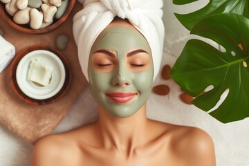 Embracing Beauty And Serenity: Young Woman Nurtures Herself With Clay Mask For Selfcare