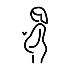 Pregnant Woman vector icon. Isolated  pregnant woman holding her round stomach emoji sticker design.