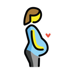 Pregnant Woman vector icon. Isolated  pregnant woman holding her round stomach emoji sticker design.