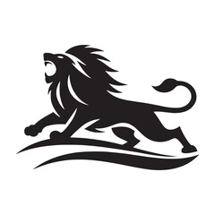 Furious Roar: Intense Vector Illustration Silhouette of an Angry Lion, Capturing the Ferocity and Power of the Fierce Predator.