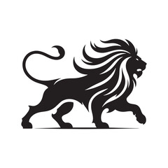 Furious Roar: Intense Vector Illustration Silhouette of an Angry Lion, Capturing the Ferocity and Power of the Fierce Predator.