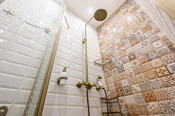 interior apartment room bathroom, sink, decorative elements, toilet. WC, sanitary unit, wash room