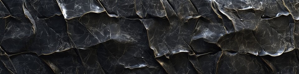 3D wall of deep obsidian, with a satin sheen and crisp, defined edges, radiating a sense of profound enigma.