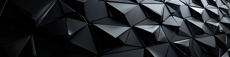 A 3D black wall with a matte finish, featuring an array of interlocking polygons.
