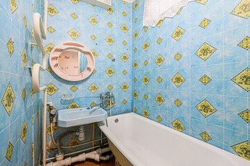 interior apartment room bathroom, sink, decorative elements, toilet. WC, sanitary unit, wash room