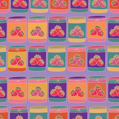 vectoriel confiture de fraises dessinées à la main, motif répéte parfait pour papier d'emballage, invitations, thé de cuisine, assiettes en papier