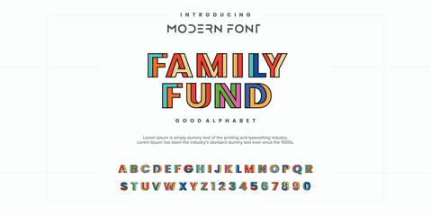 Family Fund Double line monogram alphabet and tech fonts. Lines font regular uppercase and lowercase. Vector illustration.