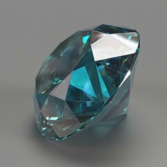 Sparkling blue gemstone on a grey background. perfect for jewelry and luxury design. high-quality, photorealistic render by AI.