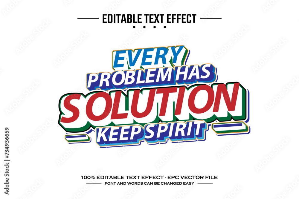 Poster every problem has solution 3d editable text effect template