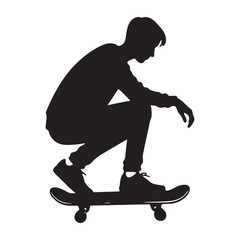 Urban Thrills: Vector Illustrations of Skateboarder Silhouettes, Capturing the Energy and Excitement of Skateboarding Culture in Urban Landscapes.