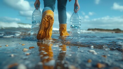 plastic bottle garbage for recycling concept reuse