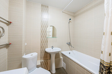 interior apartment room bathroom, sink, decorative elements, toilet. WC, sanitary unit, wash room