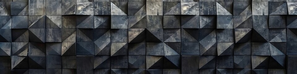 A wall with a tech-inspired black grid, creating a dynamic geometric landscape.