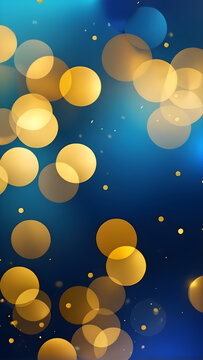 Blue and gold abstract background with bokeh effect for New Year's. Illustration image,