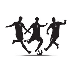 Dynamic Kicks: Vector Illustrations of Soccer Player Silhouettes, Capturing the Energy and Skill of the Beautiful Game.
