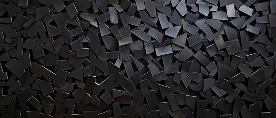 Array of black, geometric cutouts, artfully arranged to create a sense of rhythmic movement.