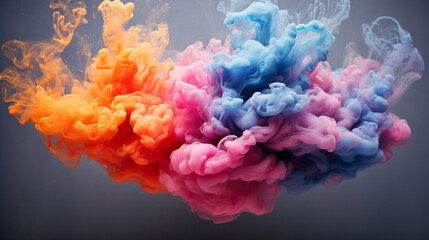 Colored clouds of smoke in the form of a brain.