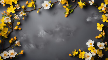 beautiful flowers composition on dark grey background