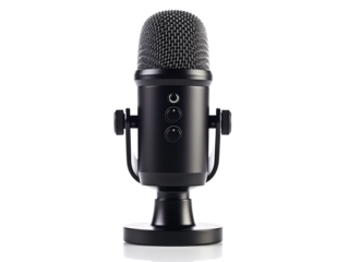 a black microphone with a stand
