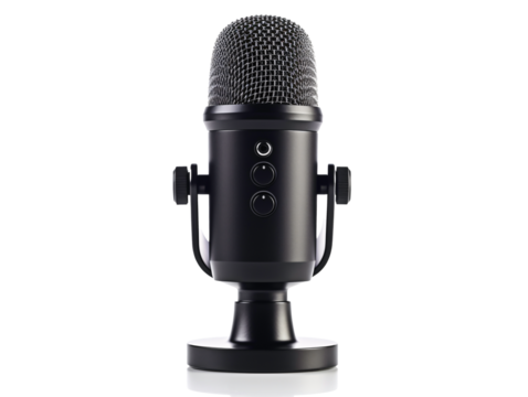 a black microphone with a stand