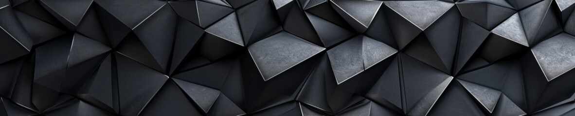 Black wall with a grid of 3D metal polygons, showcasing a tech-industrial vibe.