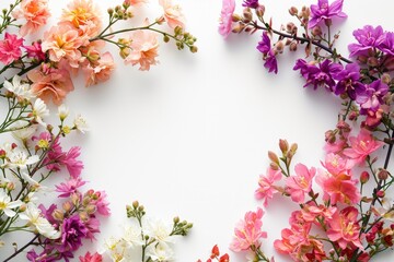 Obraz na płótnie Canvas frame of spring flowers isolated on white background
