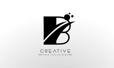 Letter B Logo Design Vector with Curved Swoosh Lines and Creative Look