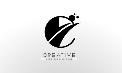 Letter C Logo Design Vector with Curved Swoosh Lines and Creative Look