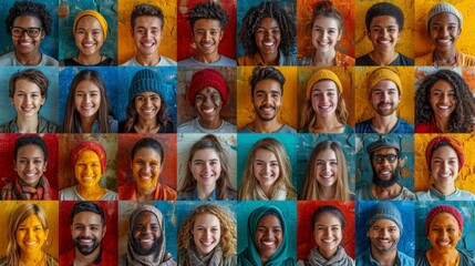 A collage of many different people. People of different nationalities and races - obrazy, fototapety, plakaty