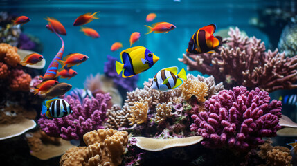 Colorful reef fishes.