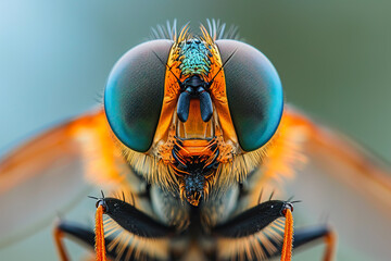Up-close portrait of a vibrant fly with detailed eyes Generative AI image